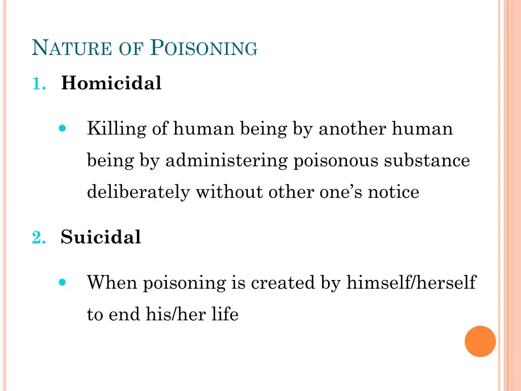n ature of p oisoning
