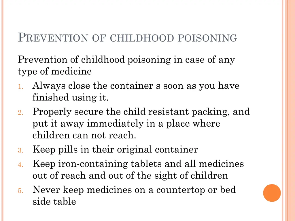 p revention of childhood poisoning