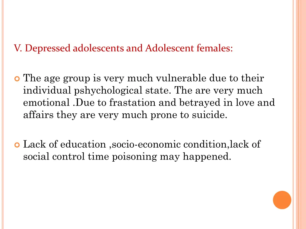 v depressed adolescents and adolescent females
