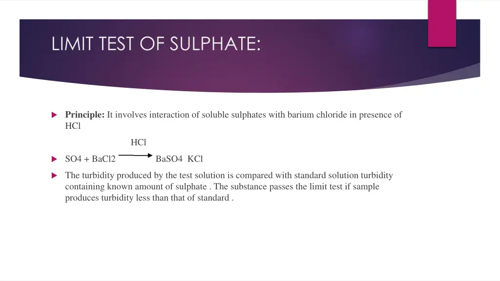limit test of sulphate