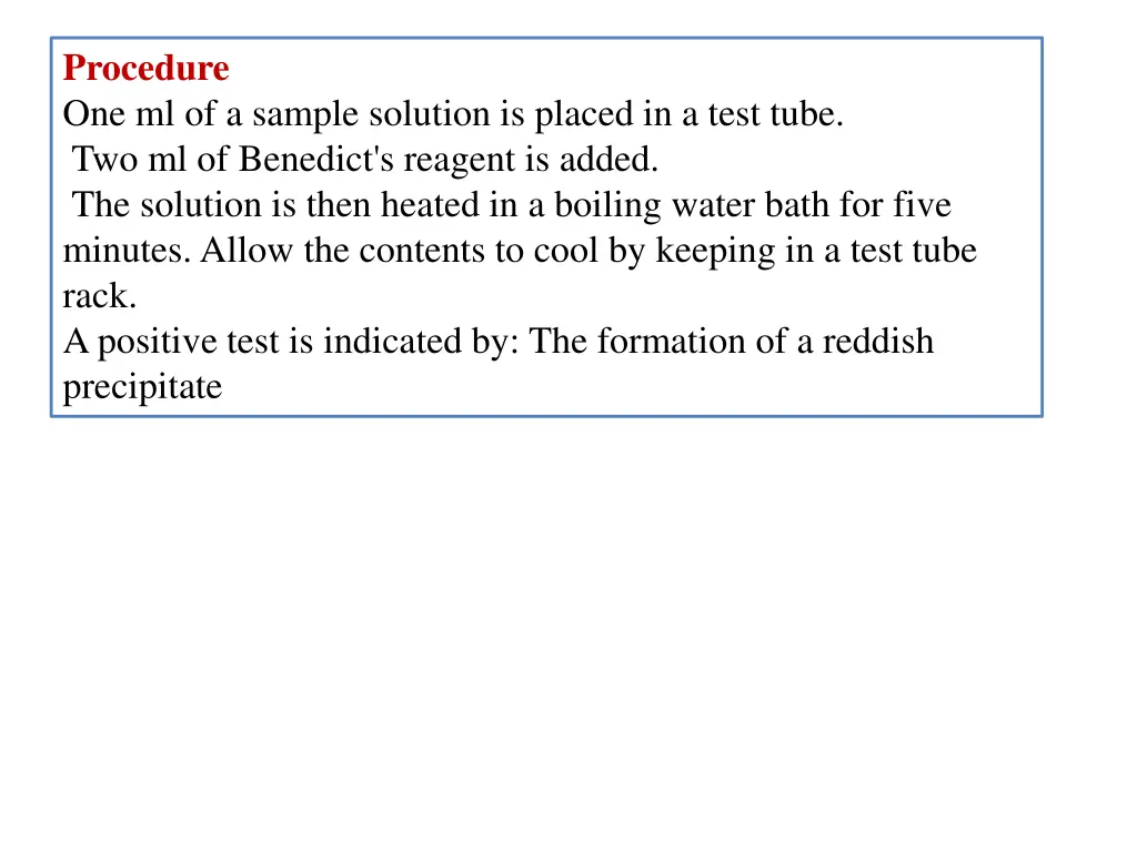 procedure one ml of a sample solution is placed