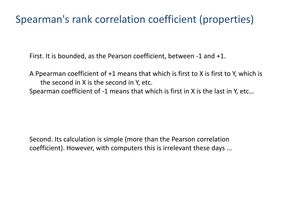 spearman s rank correlation coefficient properties