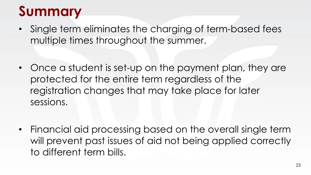 summary single term eliminates the charging