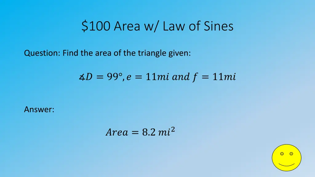 100 area w law of sines
