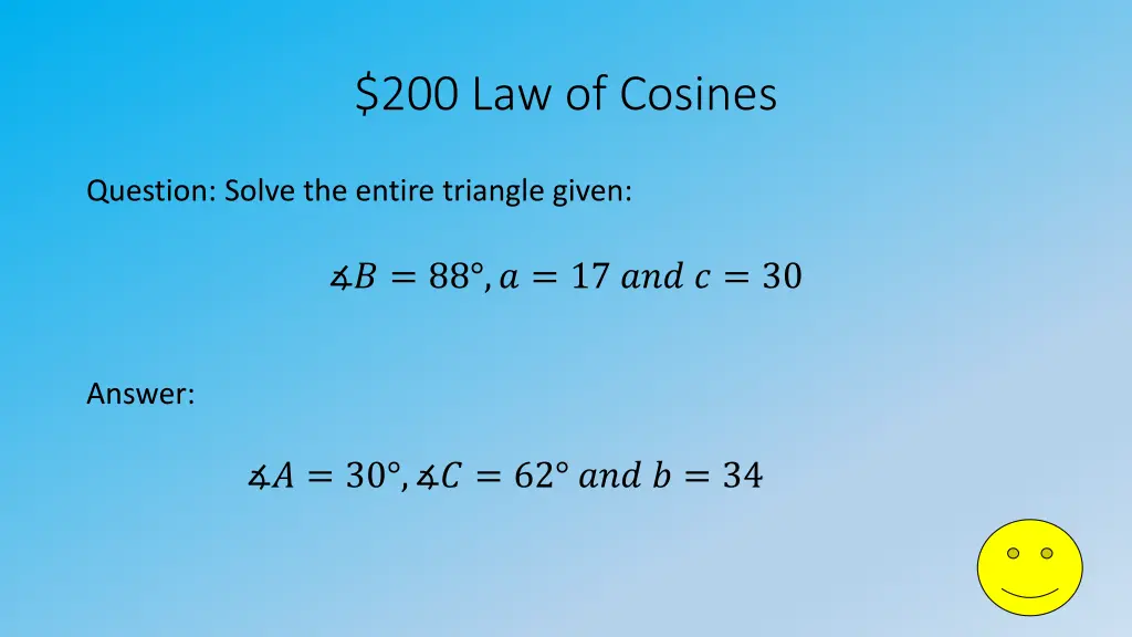 200 law of cosines