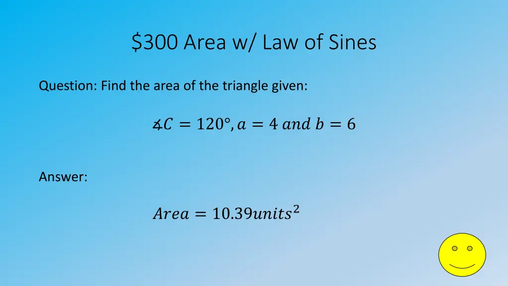 300 area w law of sines