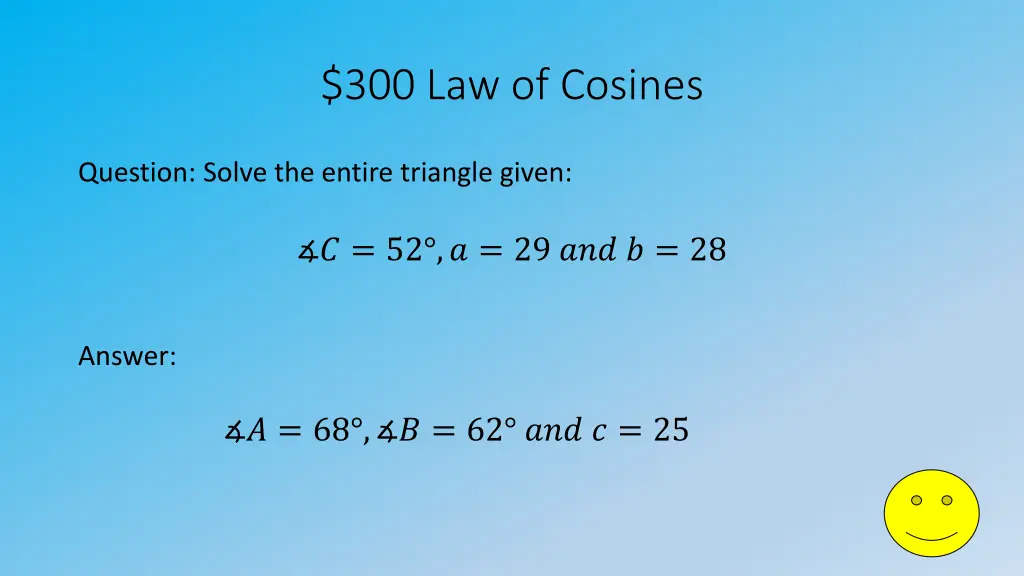 300 law of cosines
