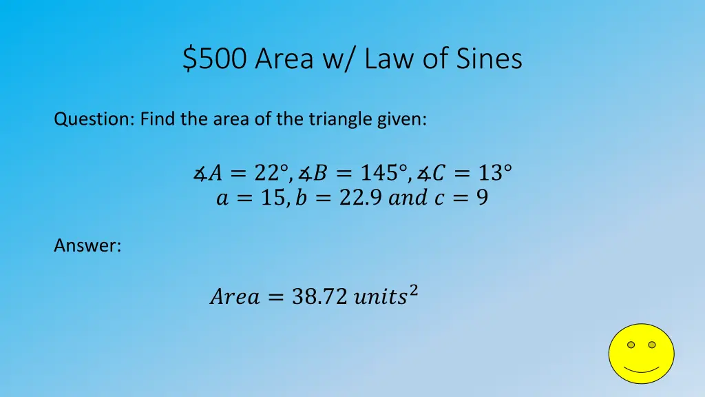 500 area w law of sines