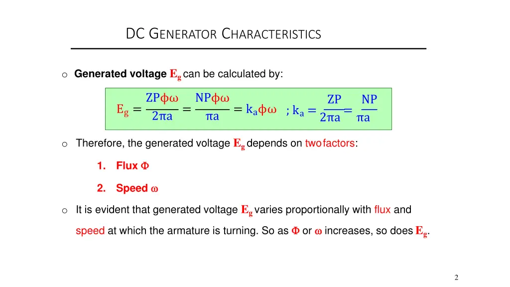 dc g enerator c haracteristics