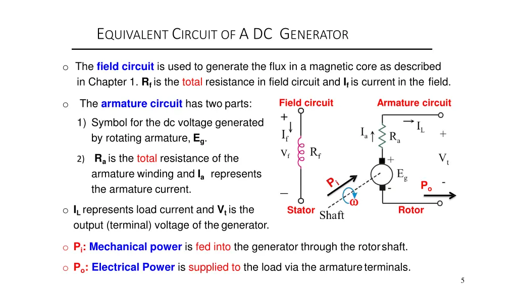 e quivalent c ircuit of a dc g enerator