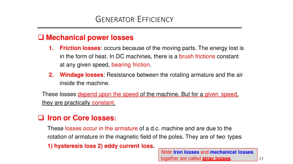 g enerator e fficiency 1