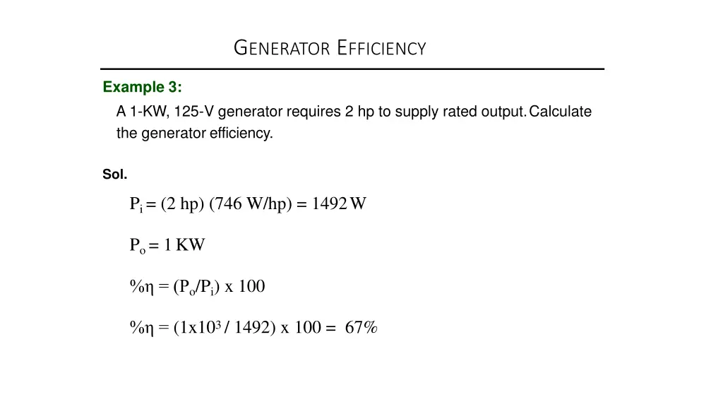 g enerator e fficiency 7