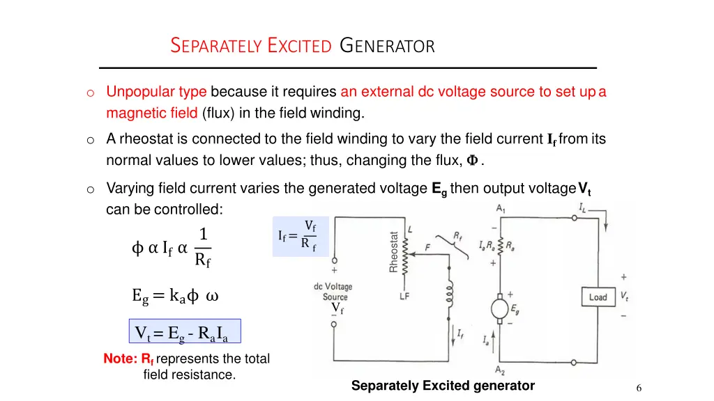 s eparately e xcited g enerator