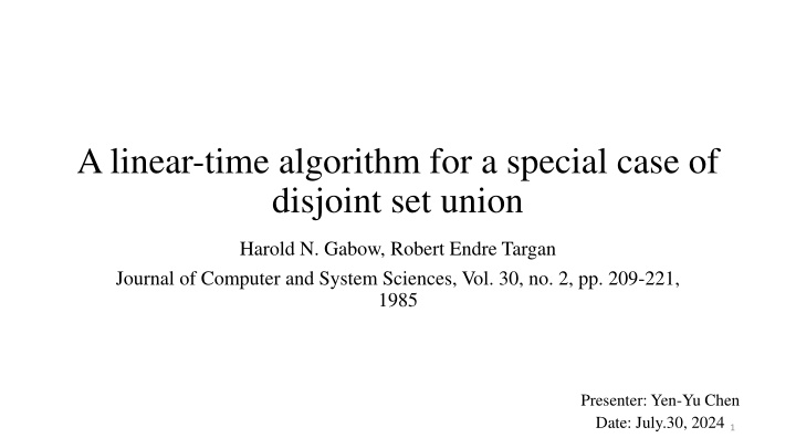 a linear time algorithm for a special case