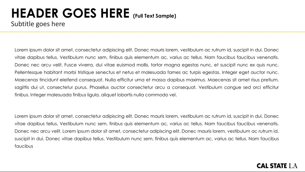 header goes here full text sample subtitle goes