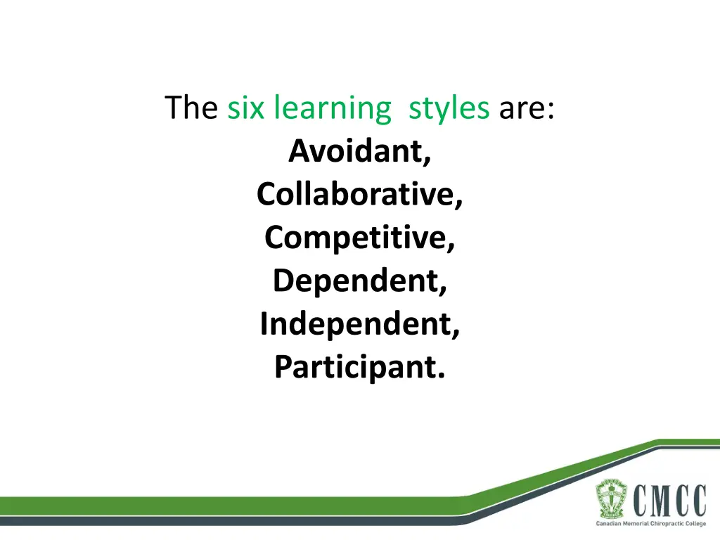 the six learning styles are avoidant