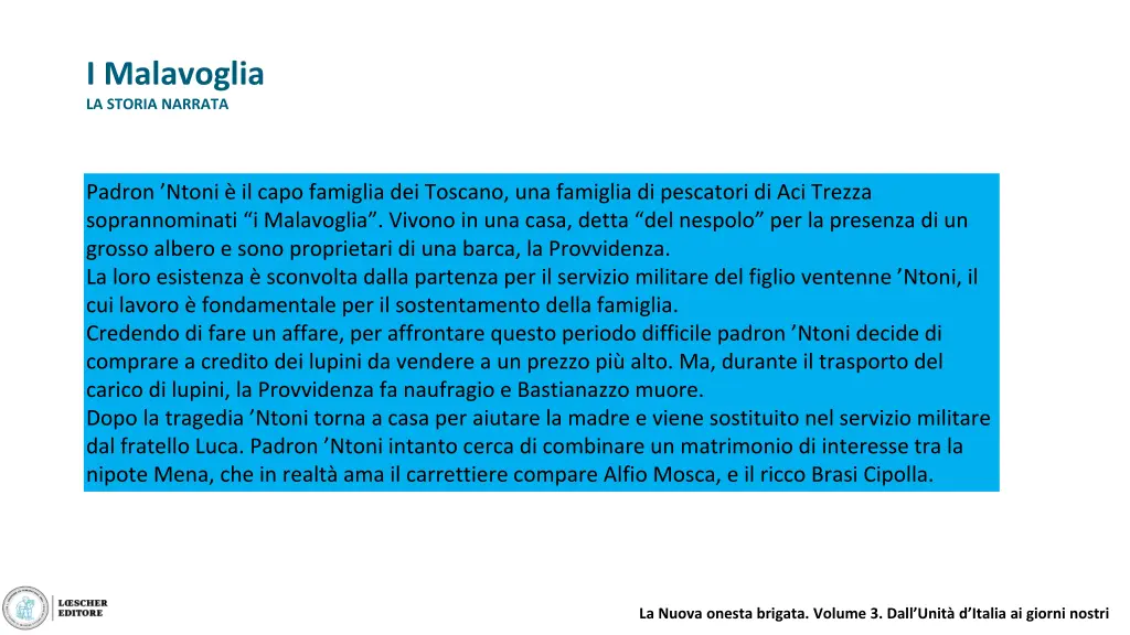i malavoglia la storia narrata