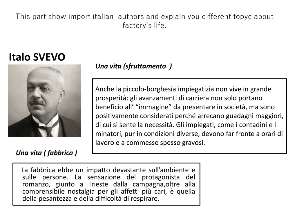 this part show import italian authors and explain