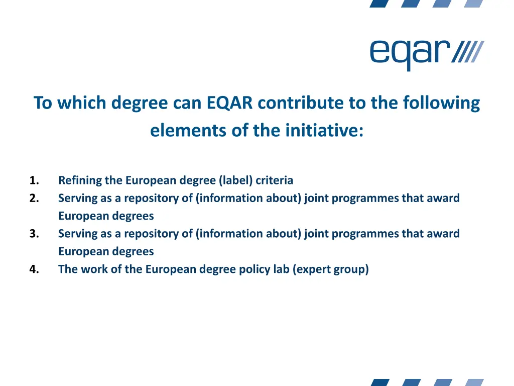 to which degree can eqar contribute