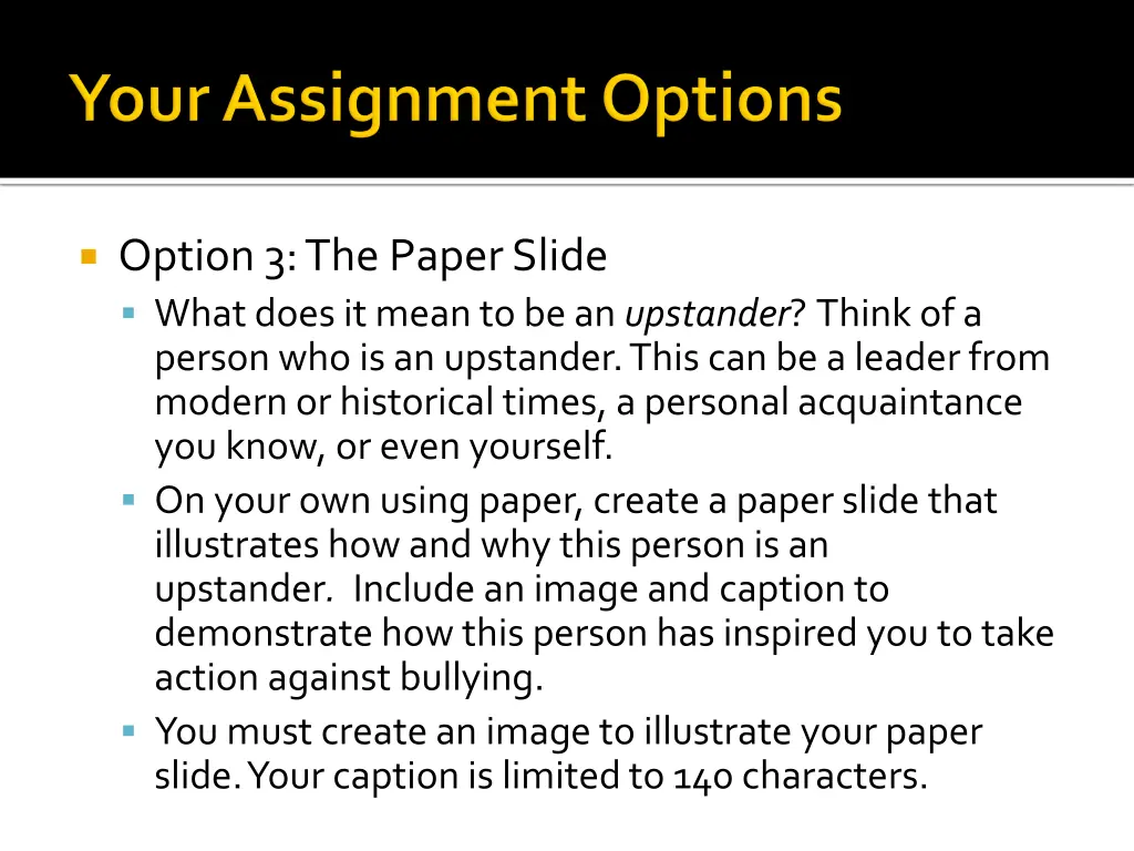 option 3 the paper slide what does it mean