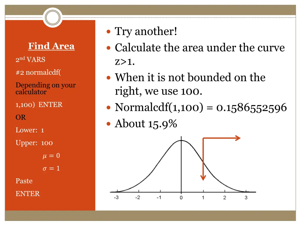 try another calculate the area under the curve