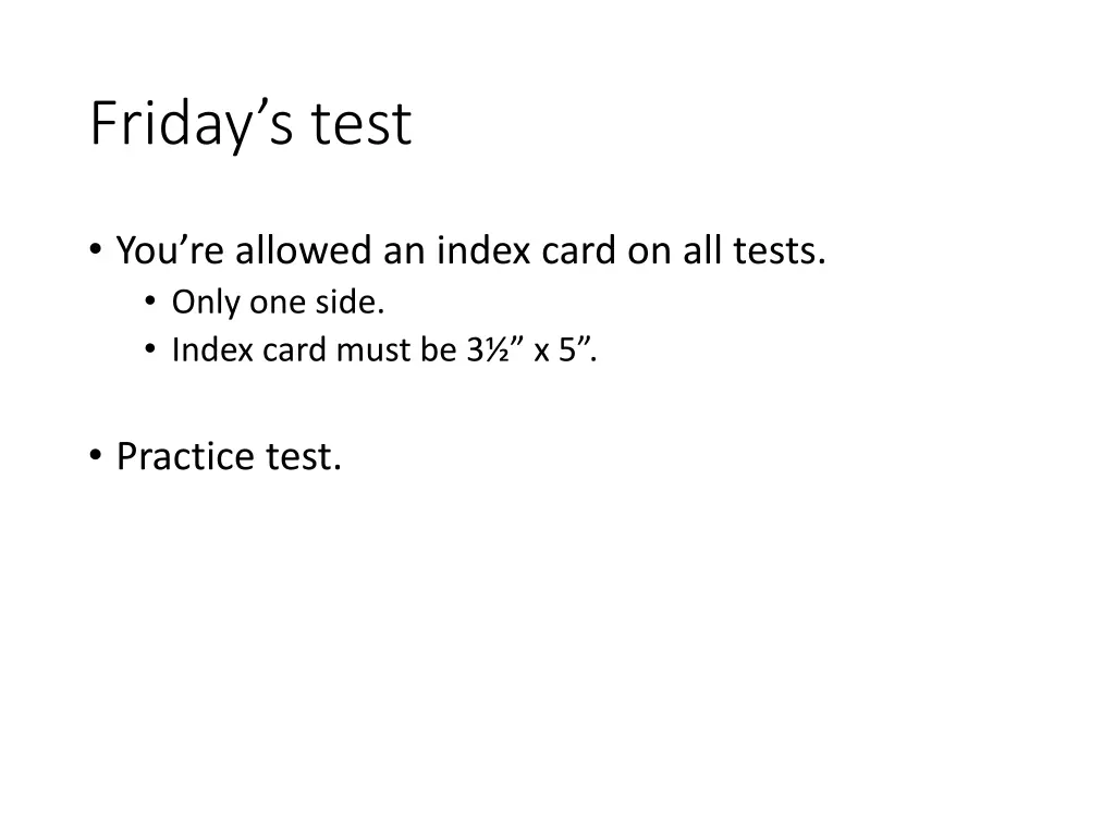 friday s test