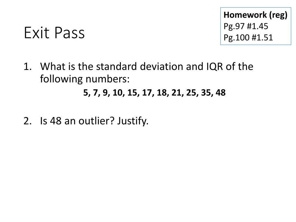 homework reg pg 97 1 45 pg 100 1 51 1
