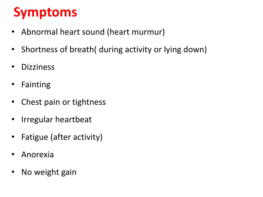 symptoms