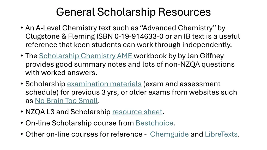 general scholarship resources an a level