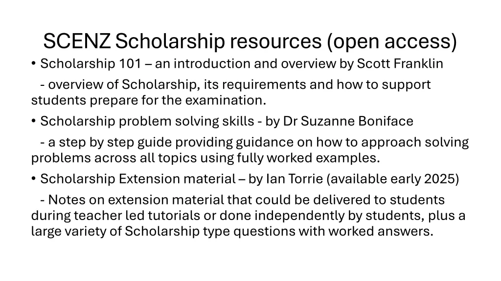 scenz scholarship resources open access