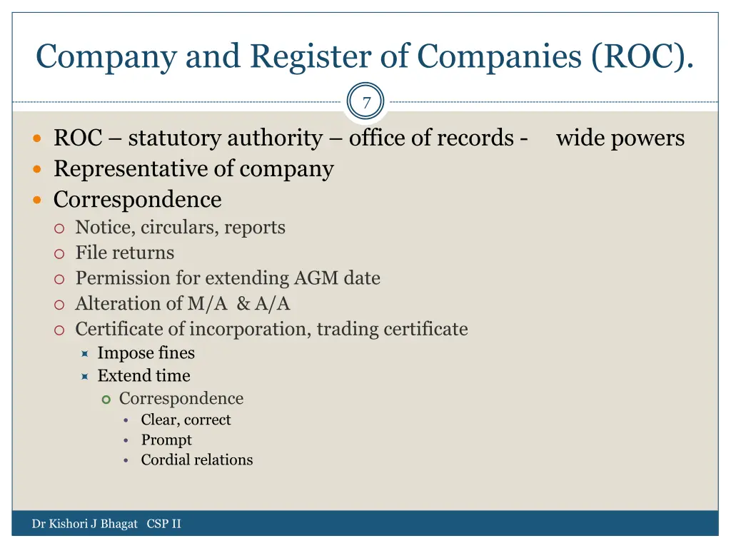 company and register of companies roc
