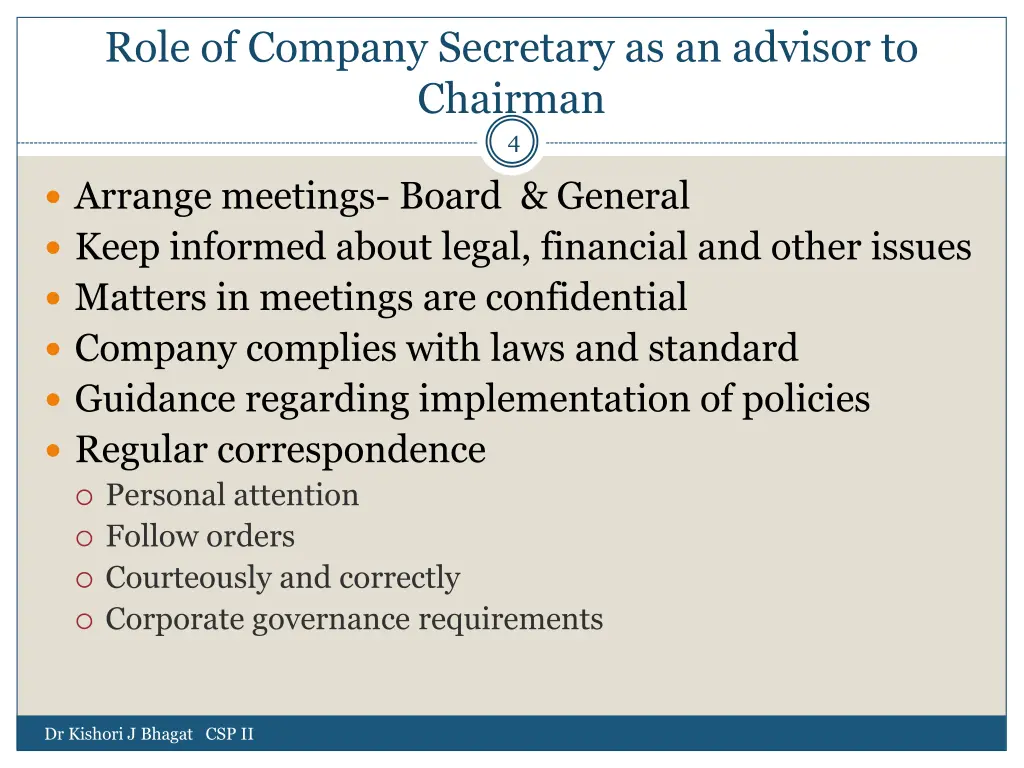 role of company secretary as an advisor