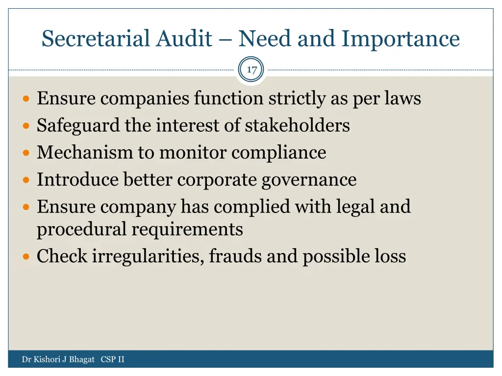 secretarial audit need and importance