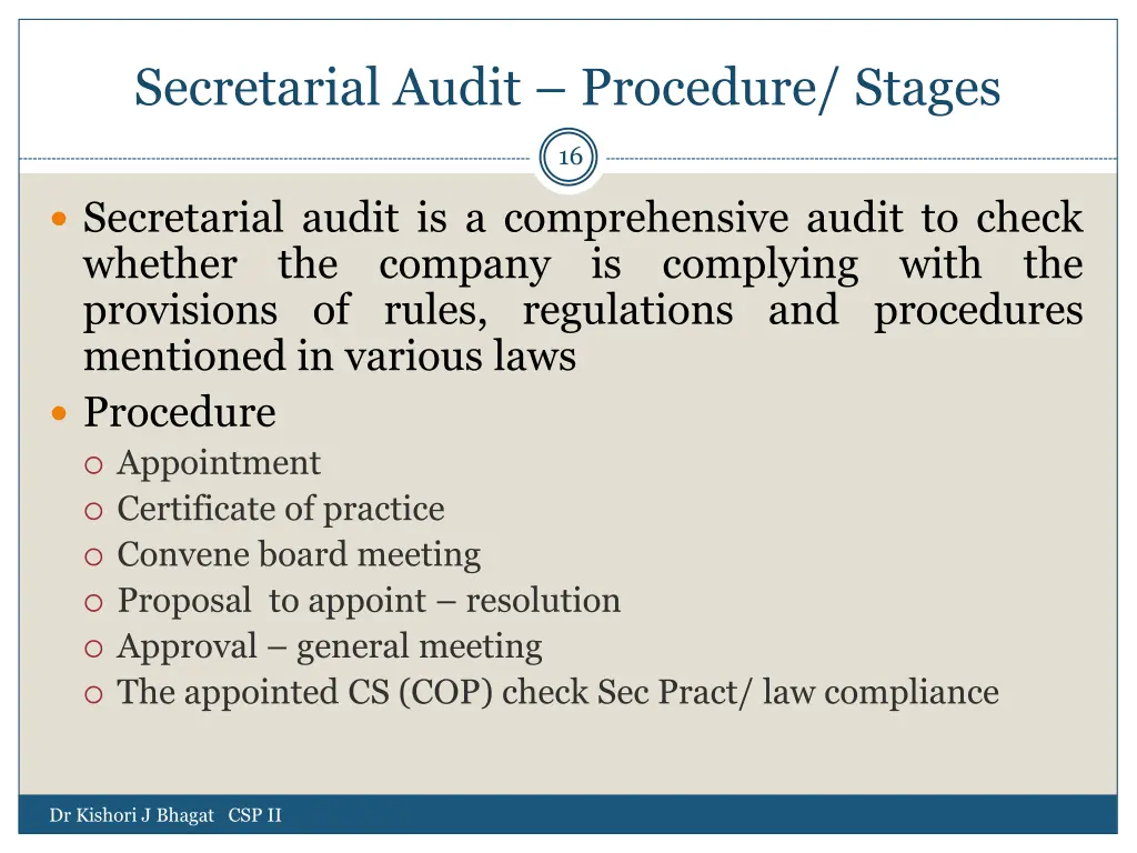 secretarial audit procedure stages
