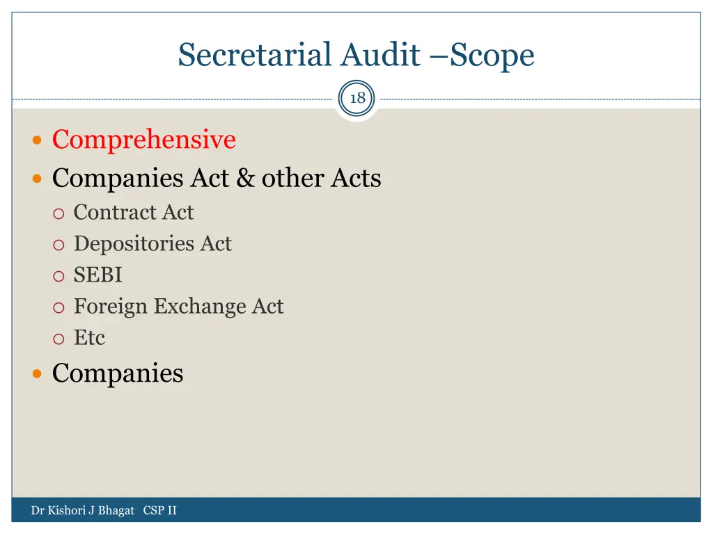 secretarial audit scope