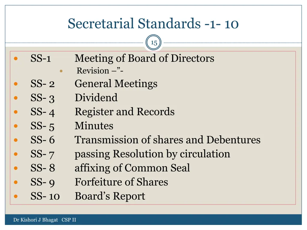 secretarial standards 1 10