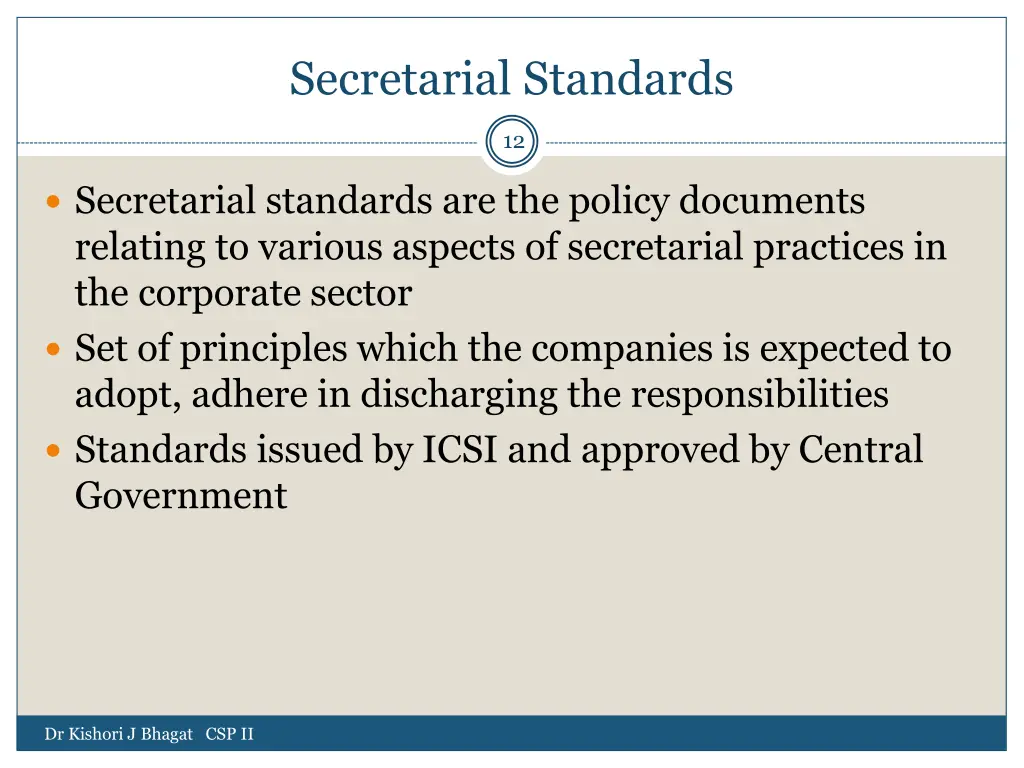 secretarial standards