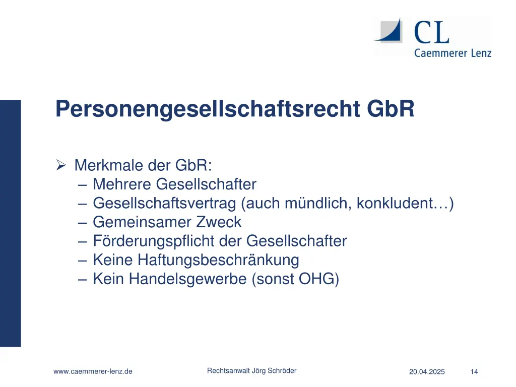 personengesellschaftsrecht gbr 1