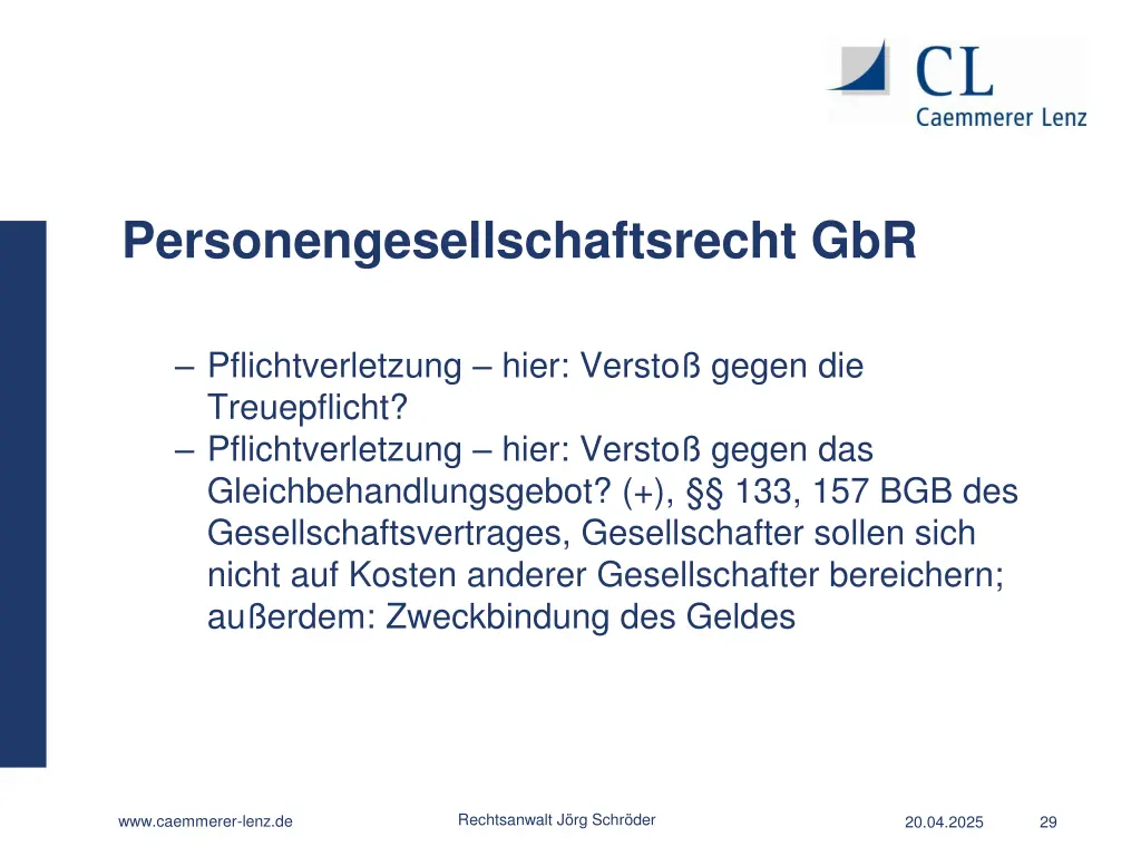 personengesellschaftsrecht gbr 14
