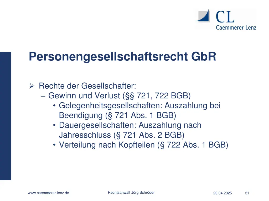 personengesellschaftsrecht gbr 16