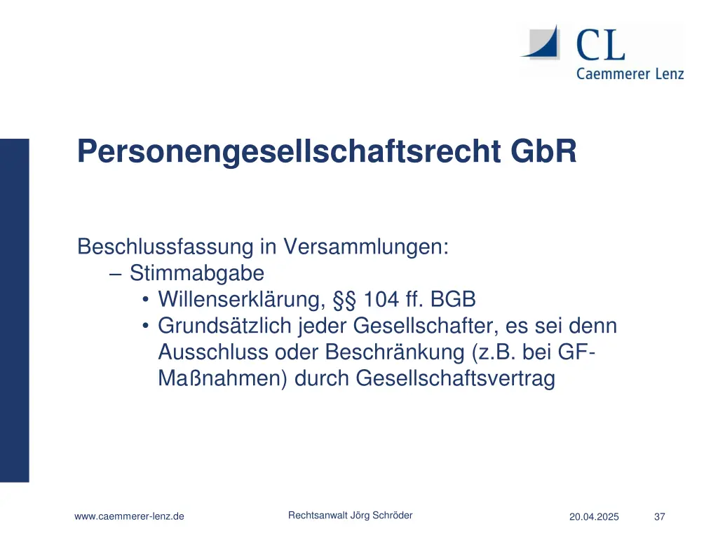 personengesellschaftsrecht gbr 22