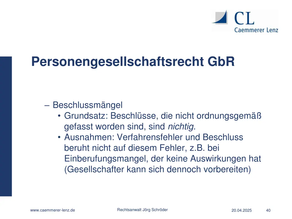 personengesellschaftsrecht gbr 25