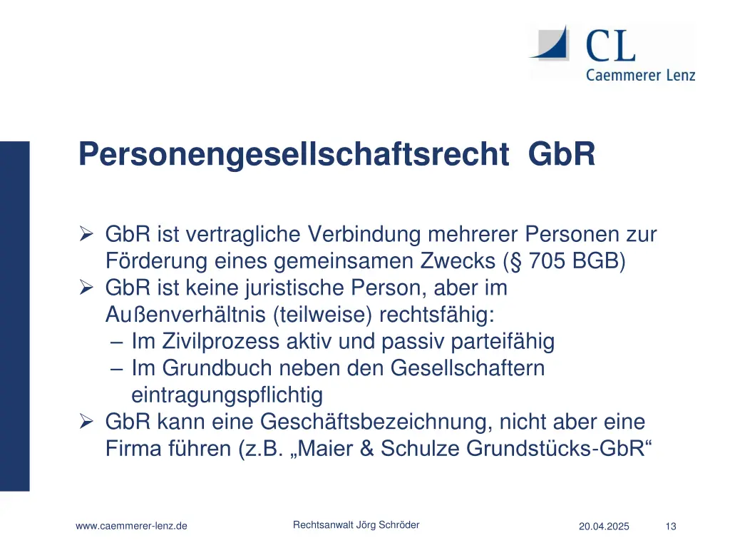 personengesellschaftsrecht gbr
