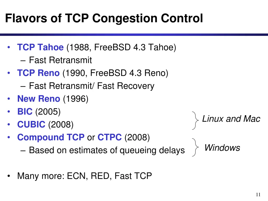 flavors of tcp congestion control