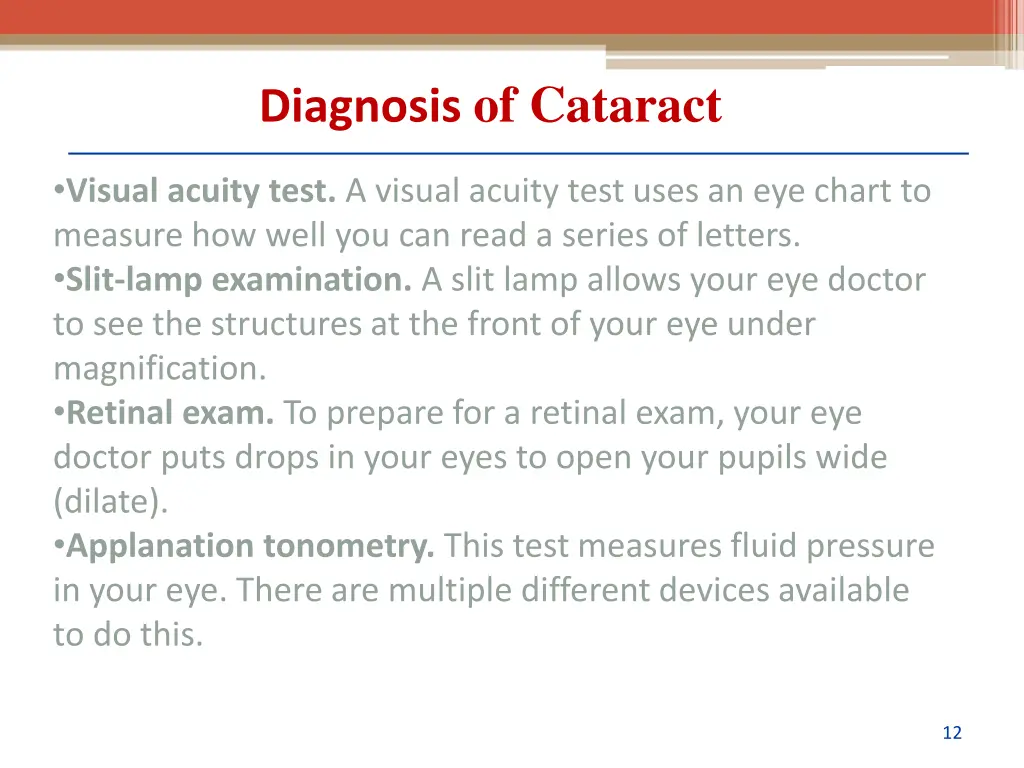diagnosis of cataract