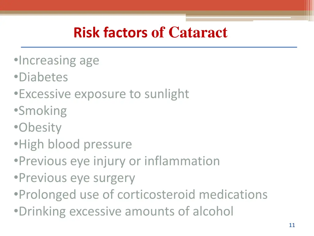 risk factors of cataract
