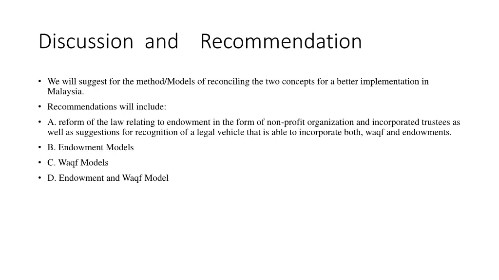 discussion and recommendation