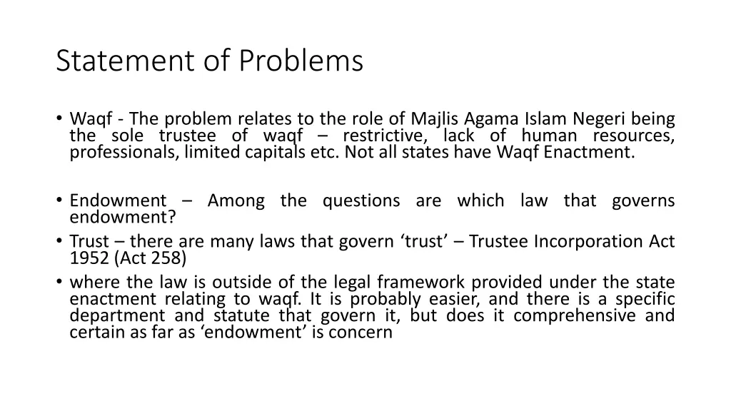 statement of problems