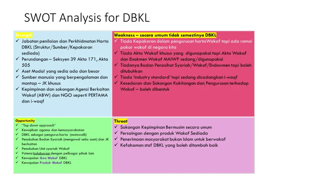 swot analysis for dbkl