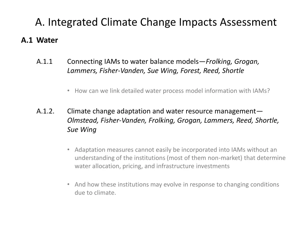 a integrated climate change impacts assessment